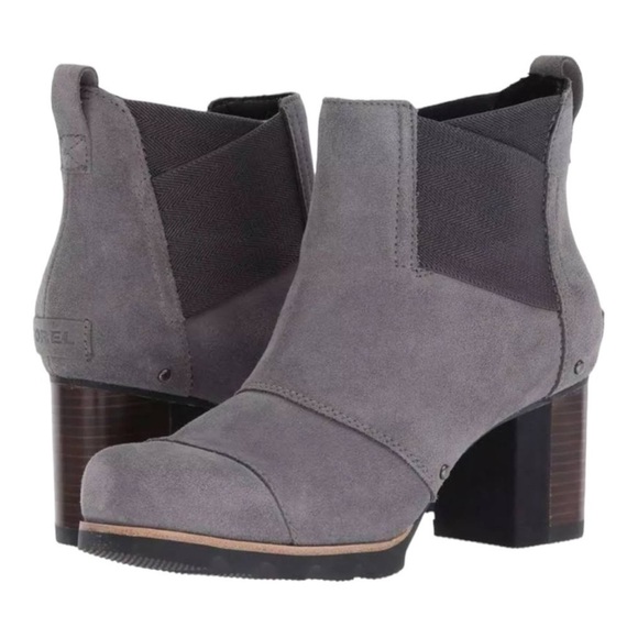 EUC - Sorel Addington Gray Suede Leather Boots - size 8 - Picture 1 of 8